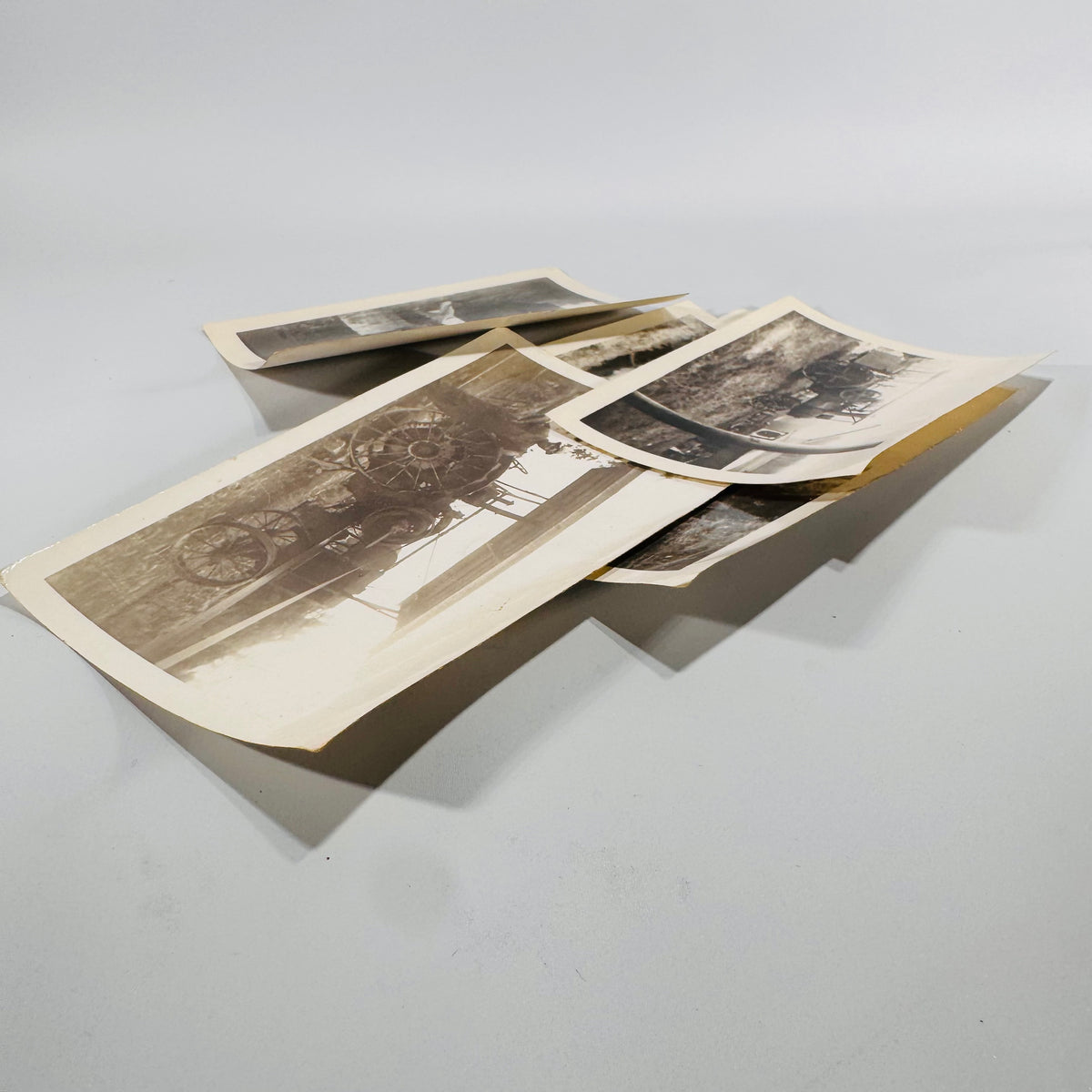 Vintage Steam Tractor Photos (Set of 5) — B/W Farm Ephemera