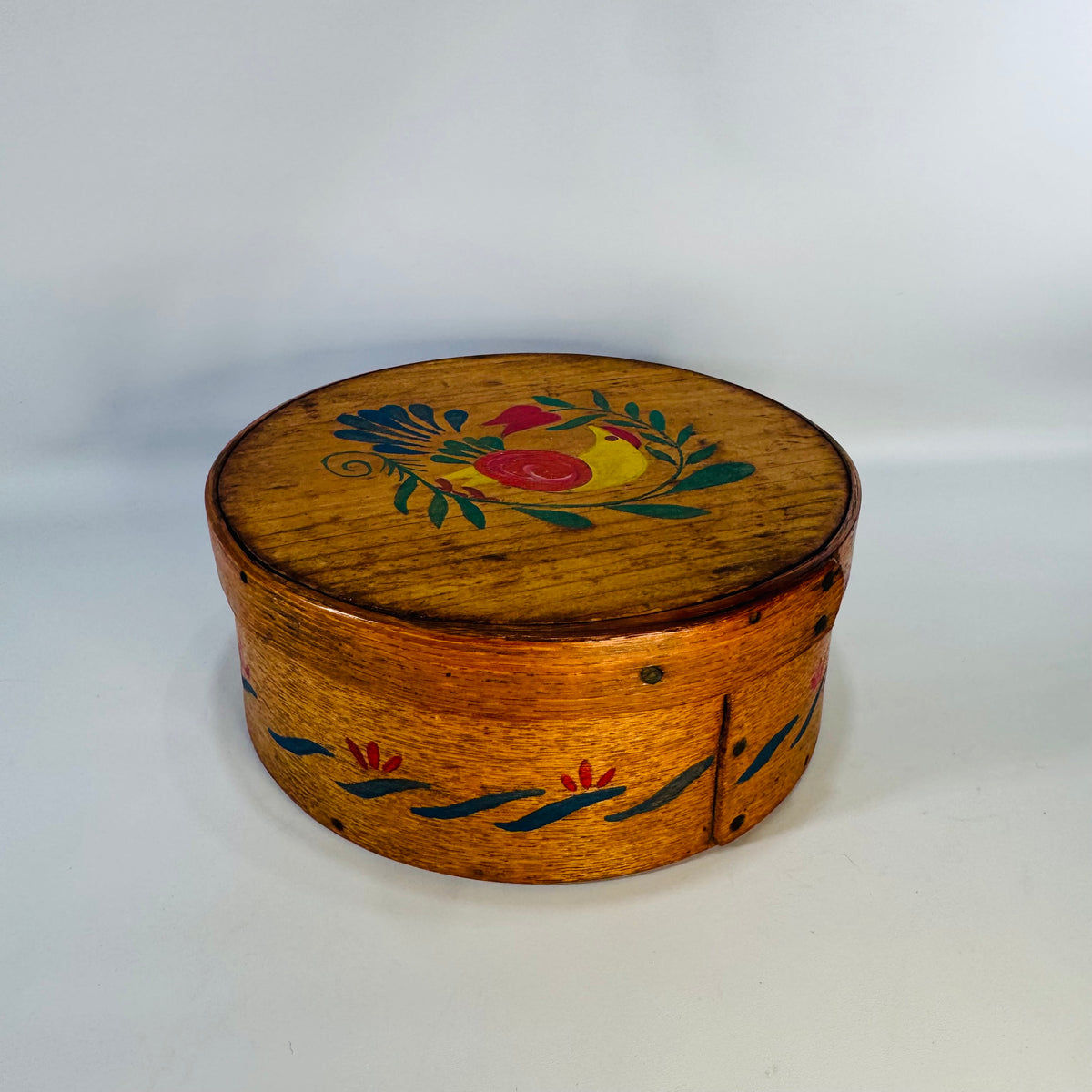 Antique Bentwood Box Hand Painted Folk Art Bird Pantry Box
