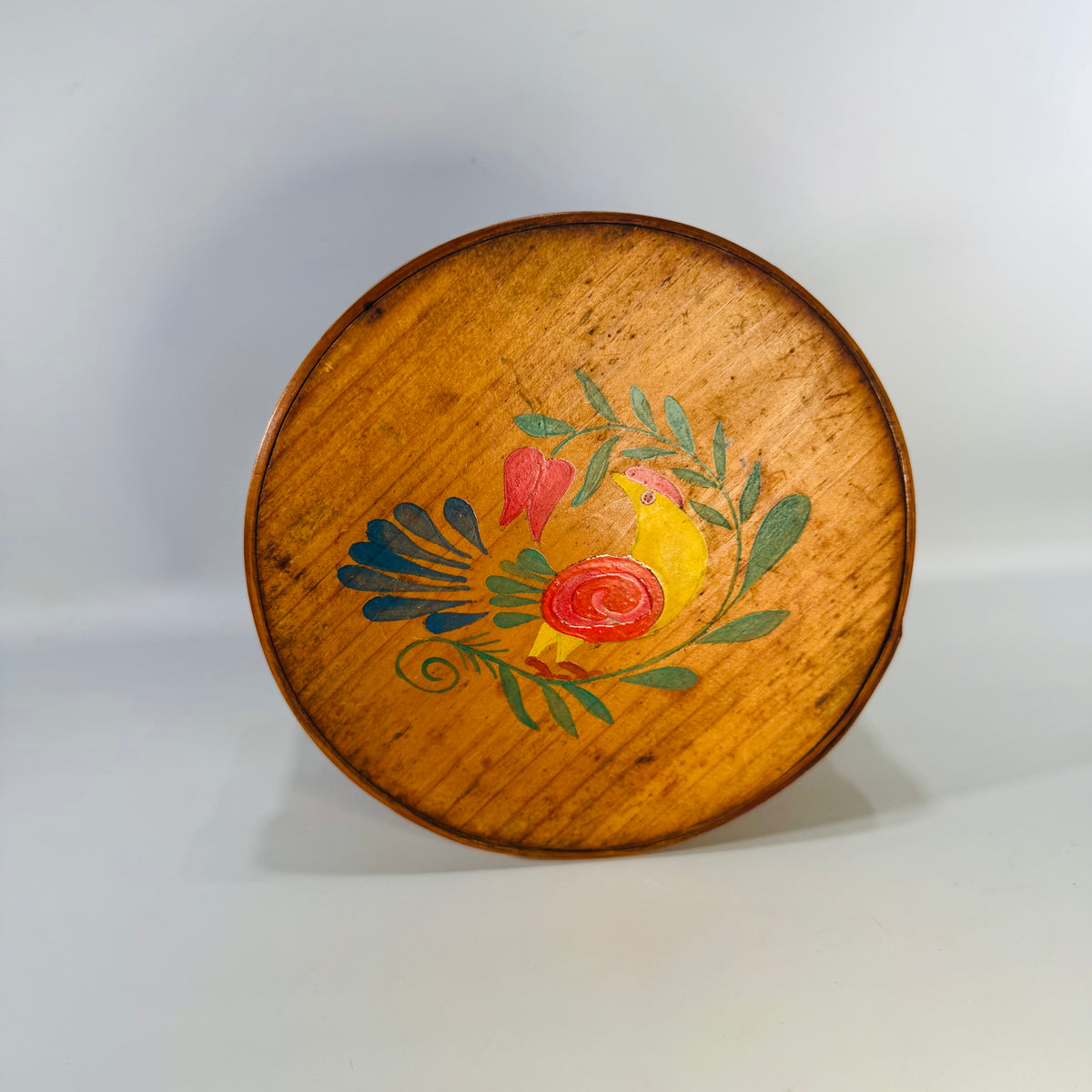 Antique Bentwood Box Hand Painted Folk Art Bird Pantry Box