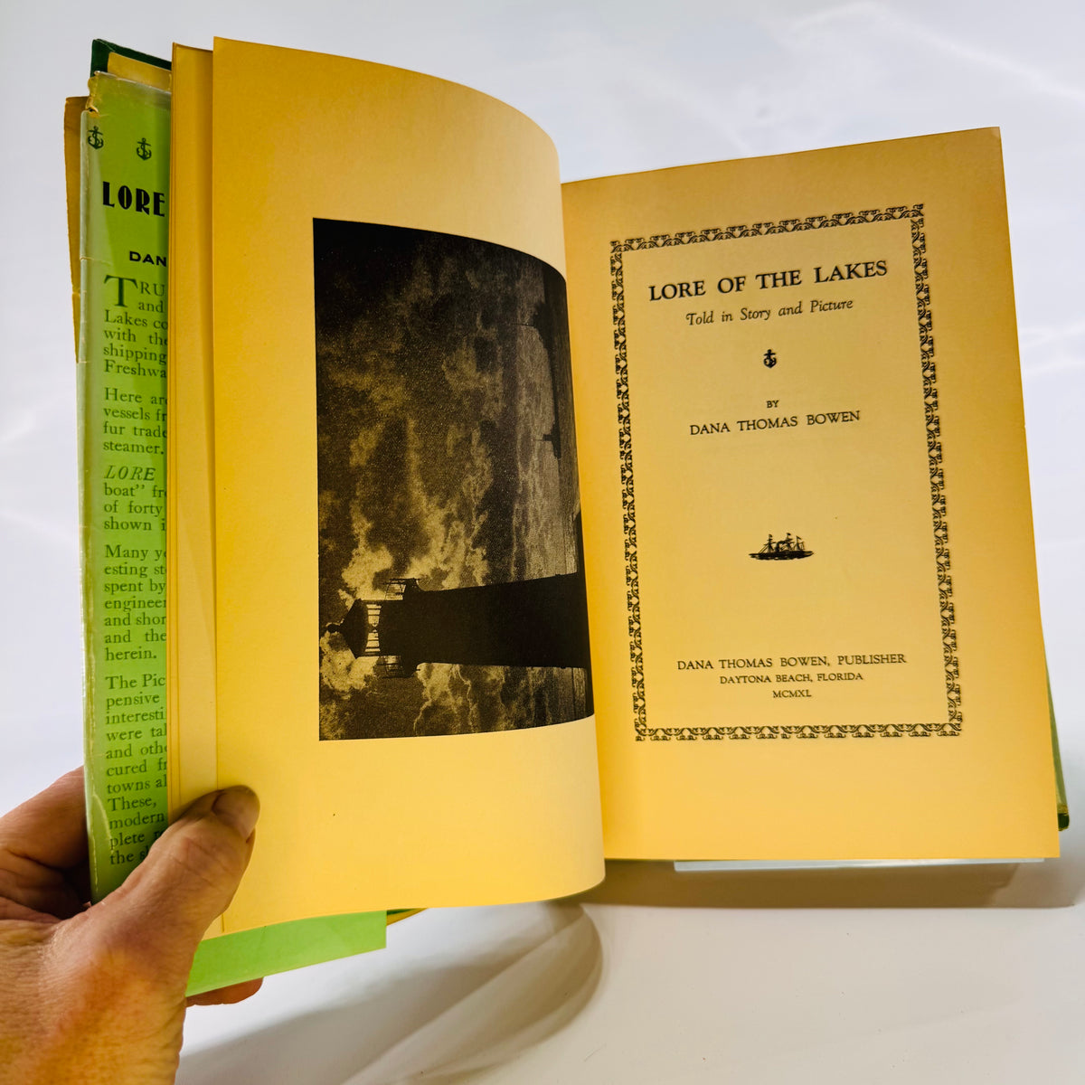 Lore of the Lakes Told in Story and Picture by Dana Thomas Bowen (1940), Fresh Water Press, Hardcover with Dust Jacket