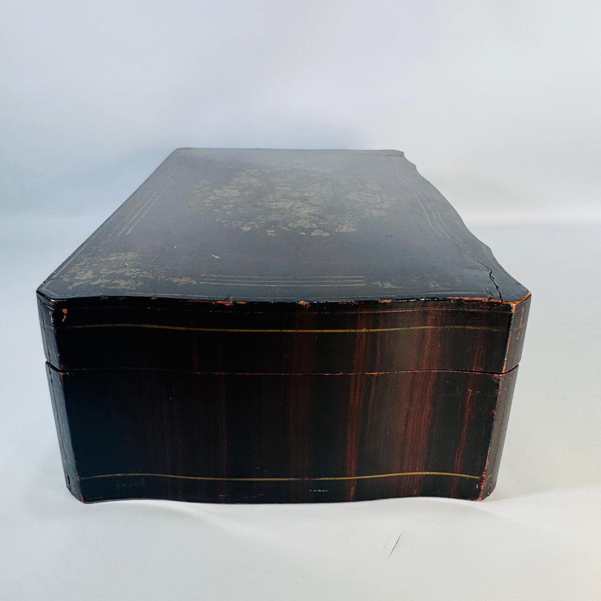Antique Black Lacquer Box Victorian Chinoiserie Storage Box