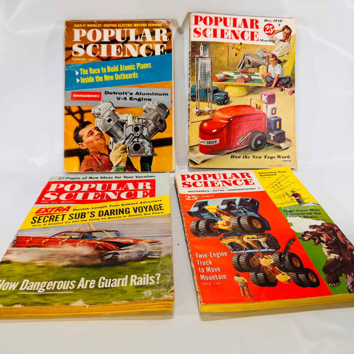 Four Vintage Popular Science Magazine Issues (August 1953, February 1959, June 1961) by Popular Science, Softcover