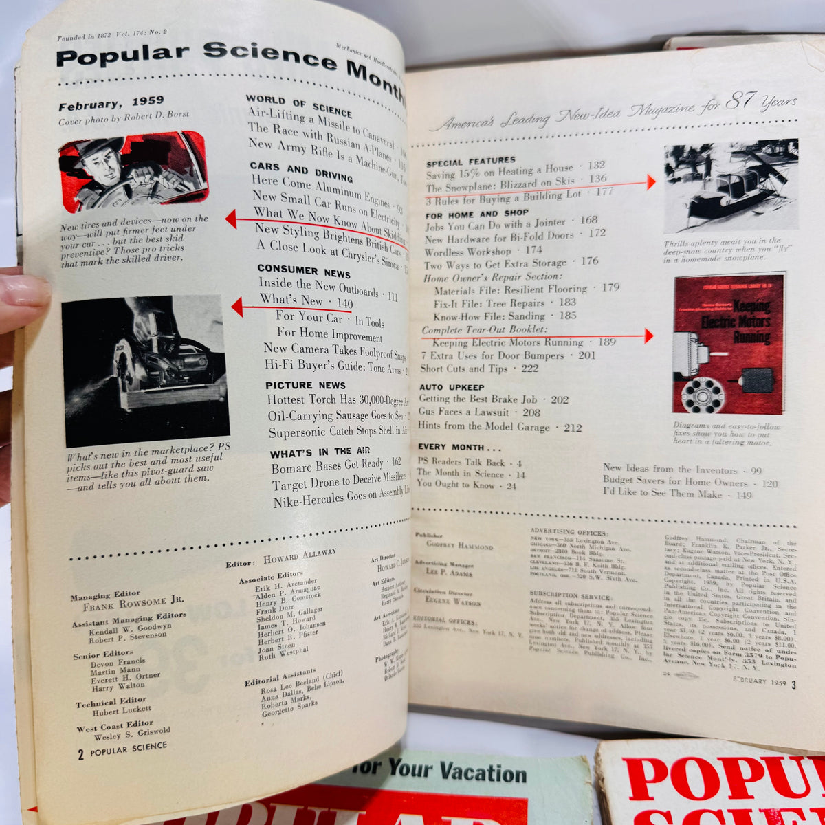 Four Vintage Popular Science Magazine Issues (August 1953, February 1959, June 1961) by Popular Science, Softcover
