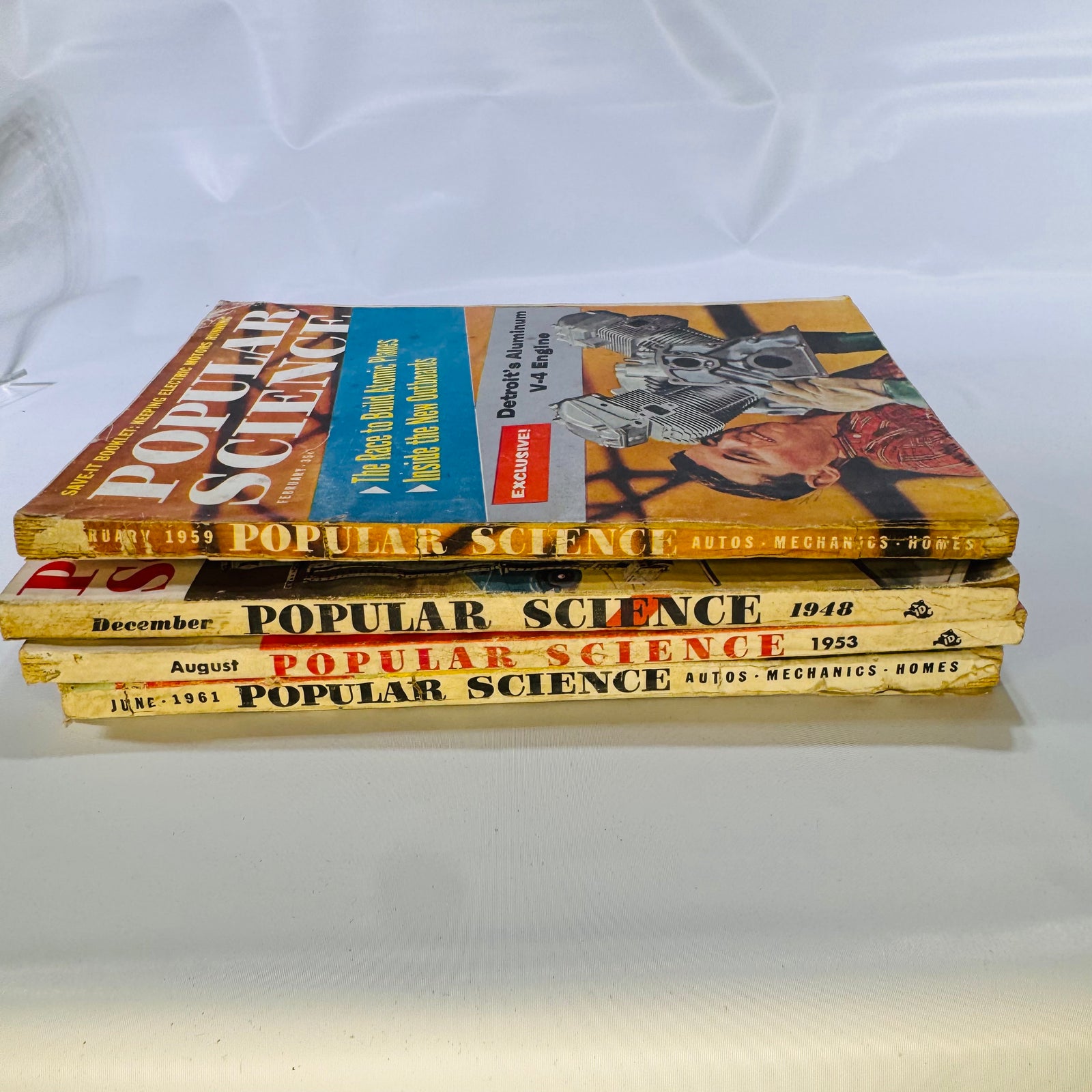 Four Vintage Popular Science Magazine Issues (August 1953, February 1959, June 1961) by Popular Science, Softcover