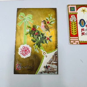 Vintage Christmas Postcards Lot of 6 Used Postmarked | Antique Edwardian Holiday Postcard Collection | Roses Holly Birds Verse 1908–1925