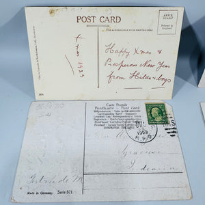 Vintage Christmas Postcards Lot of 6 Used Postmarked | Antique Edwardian Holiday Postcard Collection | Roses Holly Birds Verse 1908–1925