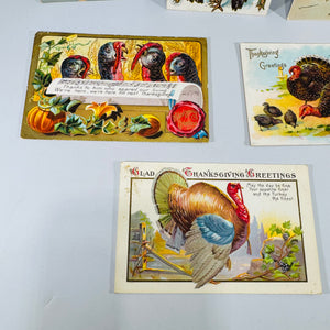 Vintage Thanksgiving Postcards Lot of 6 | Antique Edwardian Turkey Holiday Postcard Collection | Harvest Turkeys Pumpkin Proclamation 1908–1911