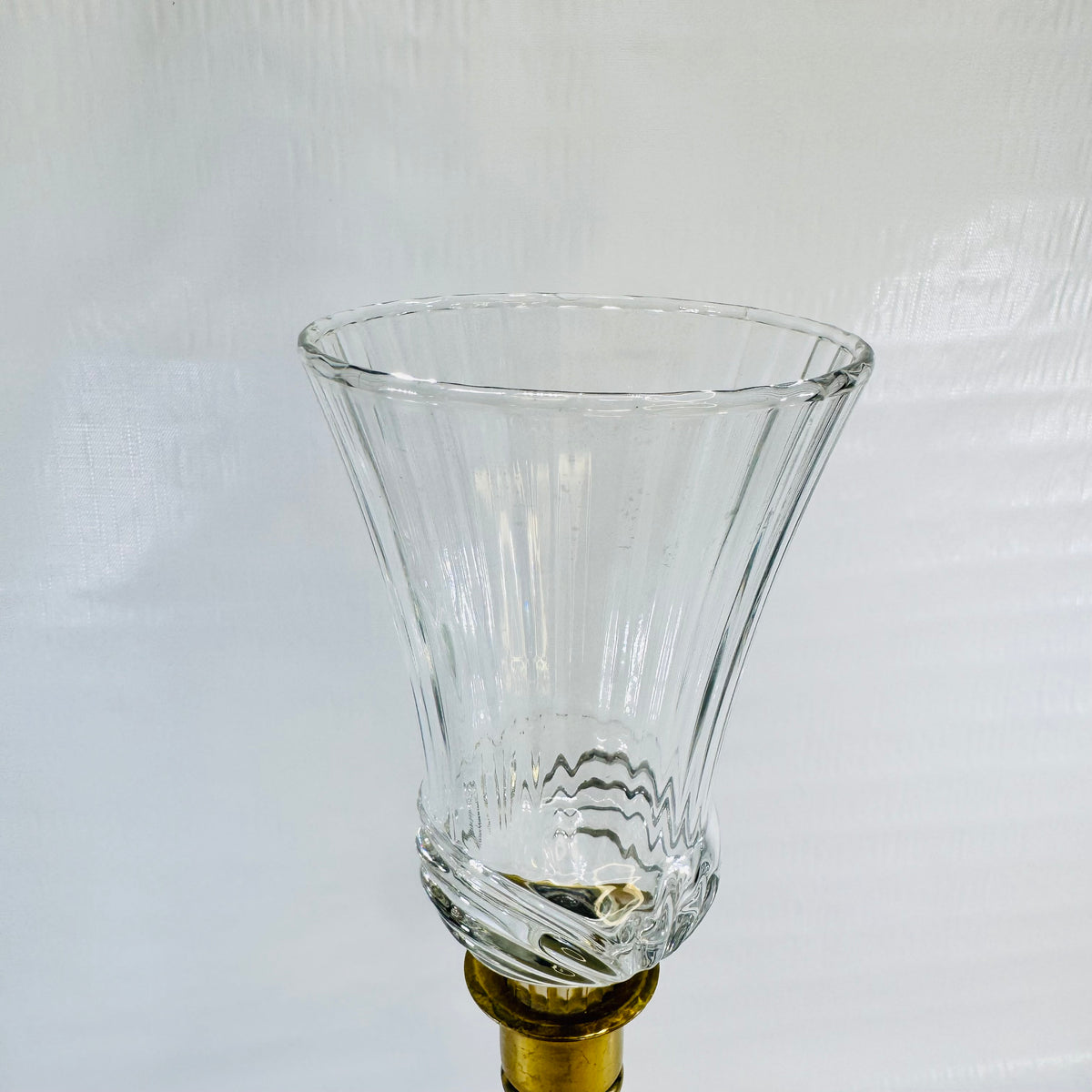 Home Interiors Renaissance Peg Votive Brass Candlestick with Clear Glass Hurricane Shade 1970s to 1980s