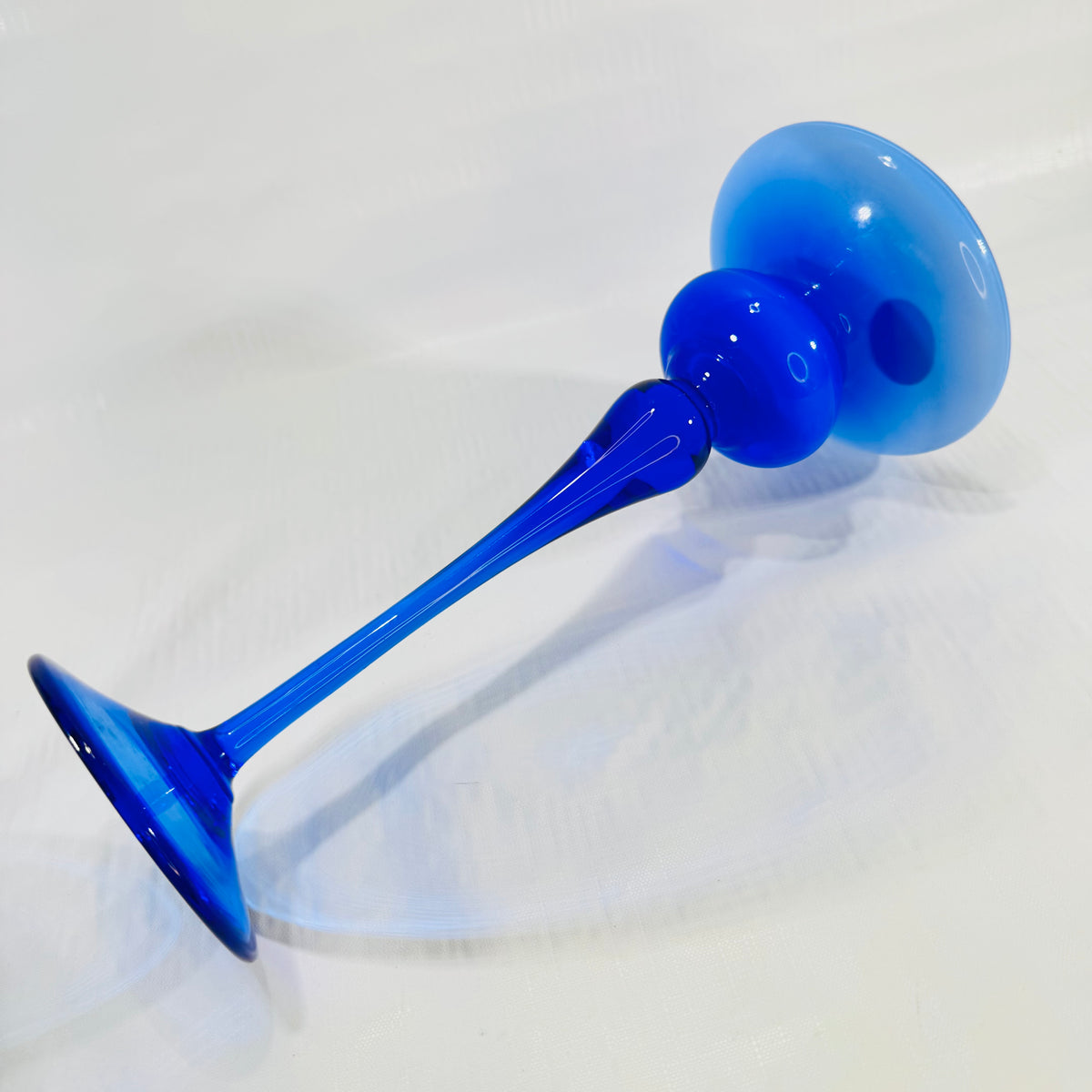 Lavorazione Arte Murano Blue Glass Candlestick 1970s to 1980s Made in Italy