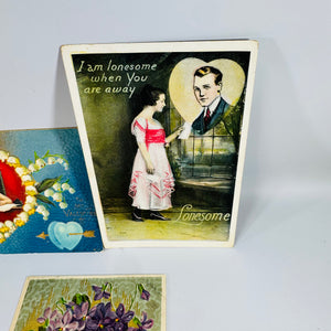 Antique Valentine Postcard Lot of 6 | Embossed Cupid Floral | Raphael Tuck & Germany Print | 1905–1912 Vintage Ephemera