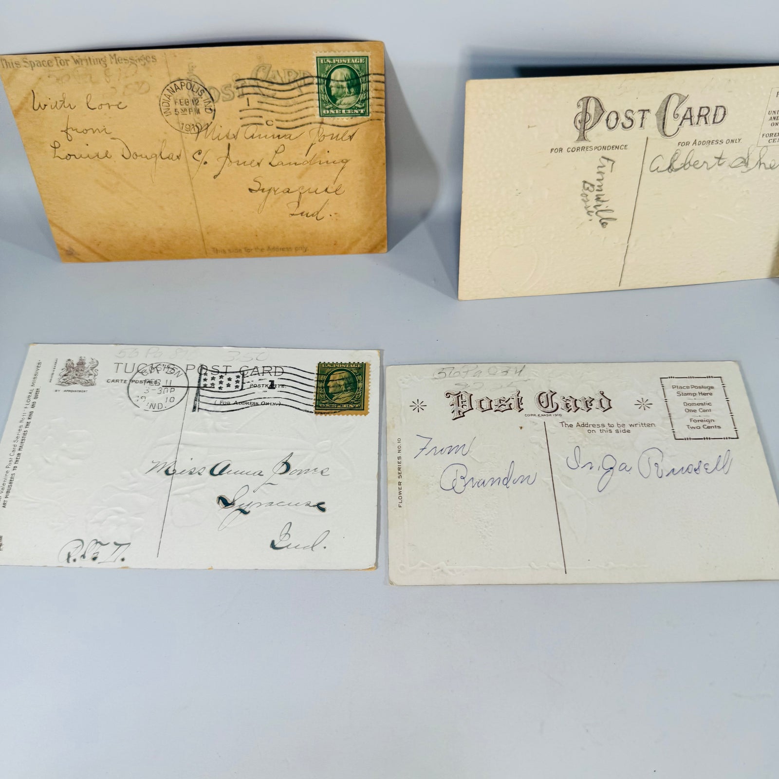 Antique Valentine Postcard Lot of 6 | Embossed Cupid Floral | Raphael Tuck & Germany Print | 1905–1912 Vintage Ephemera
