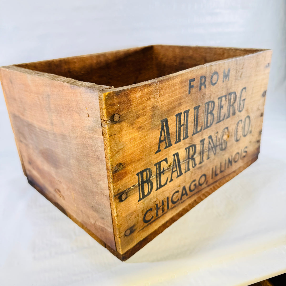 Ahlberg Bearing Co. Wooden Shipping Crate 1920s to 1940s Chicago Industrial Box