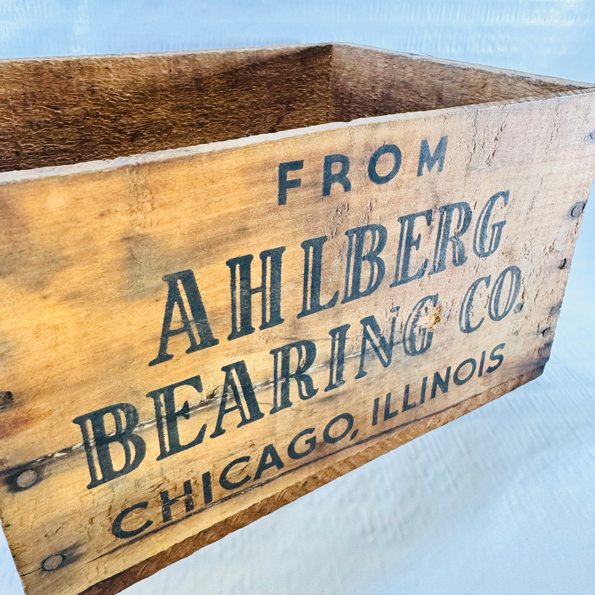 Ahlberg Bearing Co. Wooden Shipping Crate 1920s to 1940s Chicago Industrial Box
