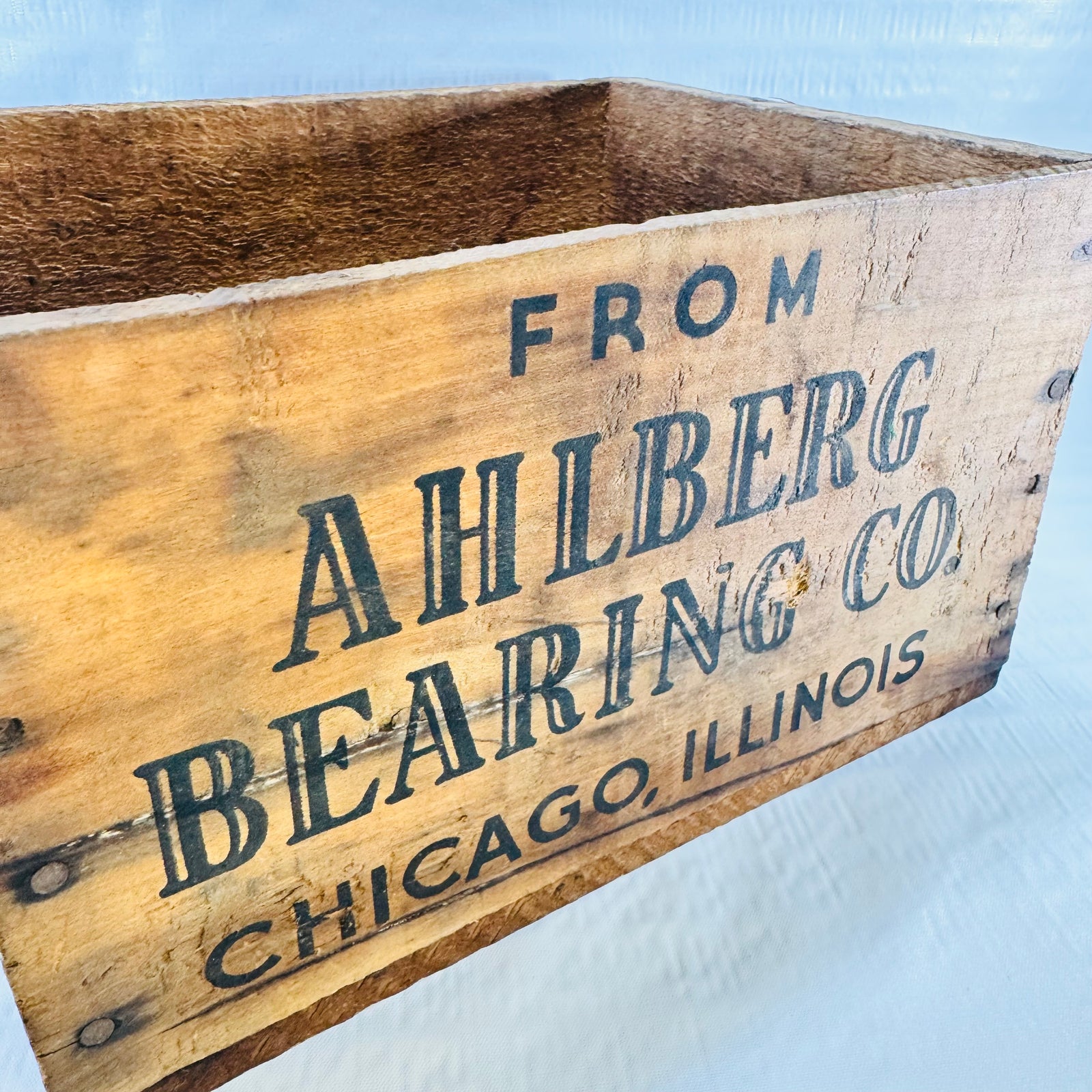 Ahlberg Bearing Co. Wooden Shipping Crate 1920s to 1940s Chicago Industrial Box