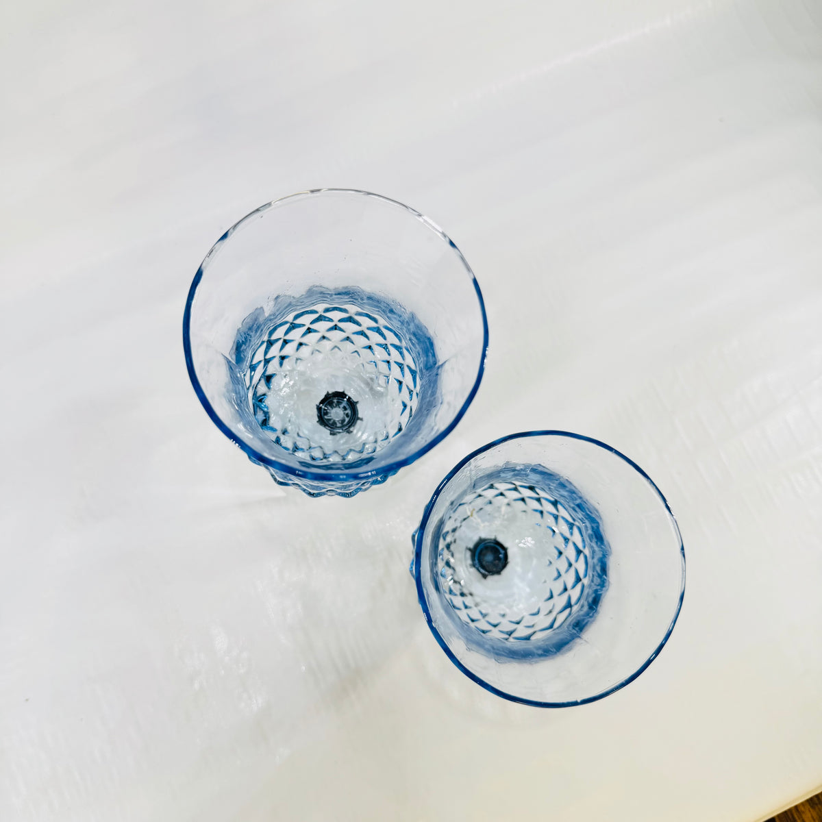 HOMCO Blue Diamond Point Peg Votive Holders Set of 2 1970s