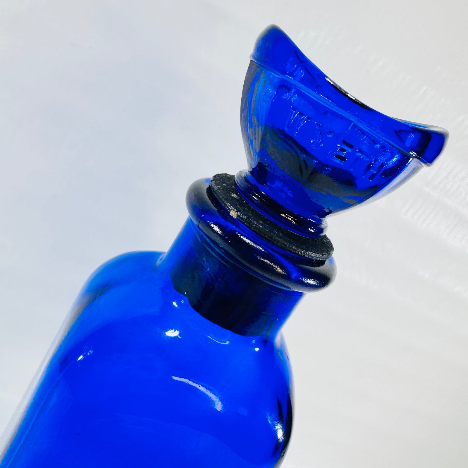 John Wyeth & Brother Cobalt Blue Dose Bottle with Glass Cup Stopper