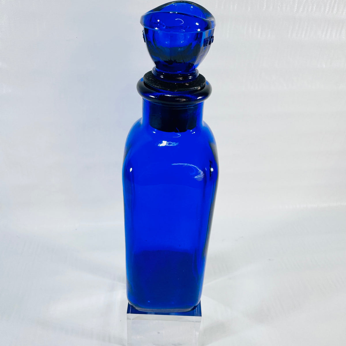 John Wyeth & Brother Cobalt Blue Dose Bottle with Glass Cup Stopper
