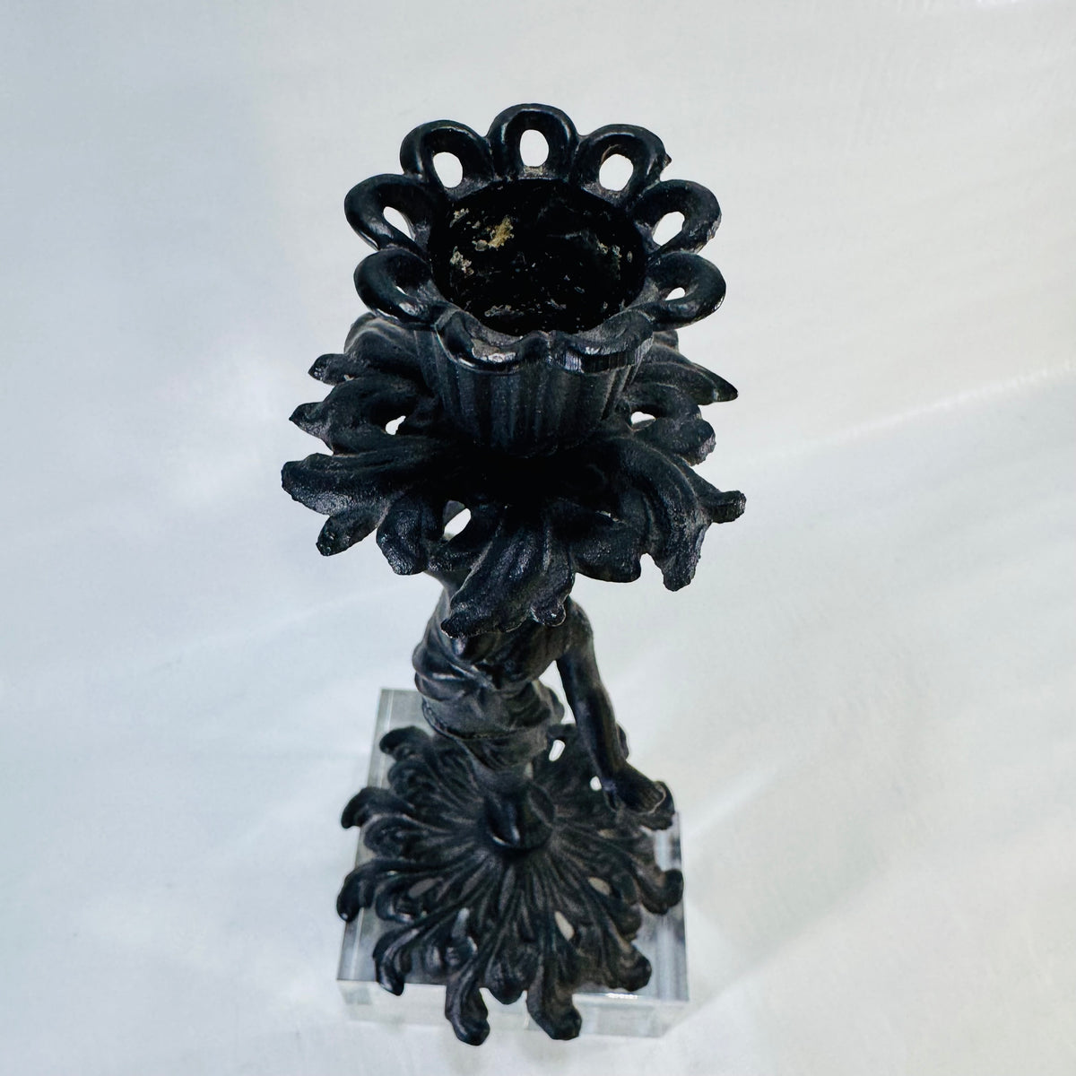 Iron Art JM 77 Figural Lady Candlestick 1955 to 1970s Cast Iron