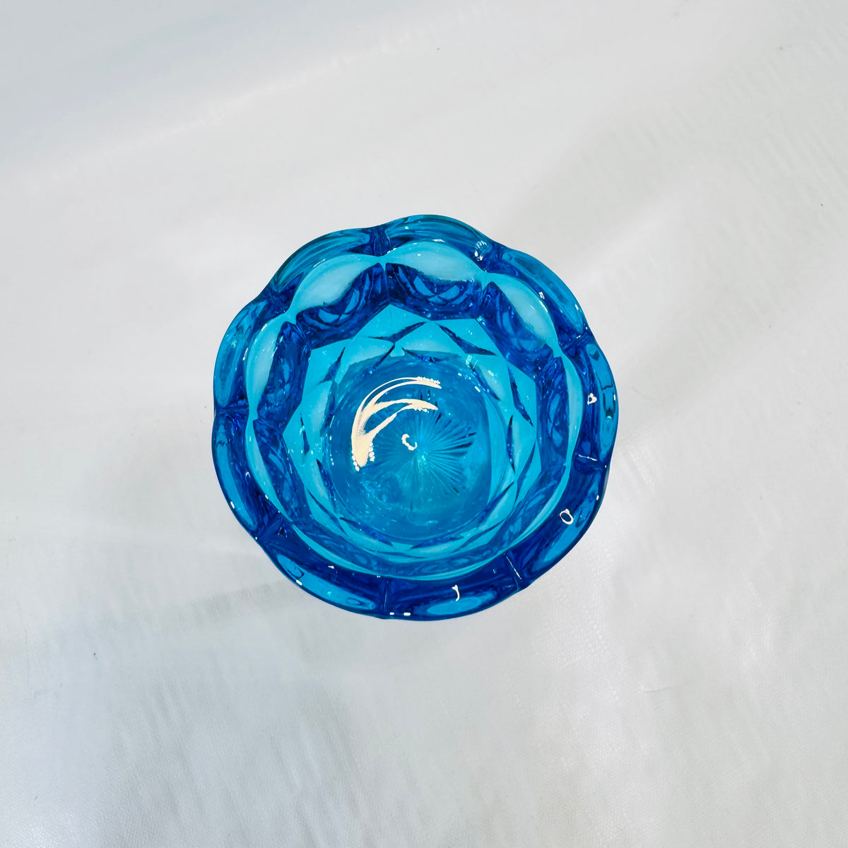 L.E. Smith Moon and Stars Blue Glass Votive Toothpick Holder