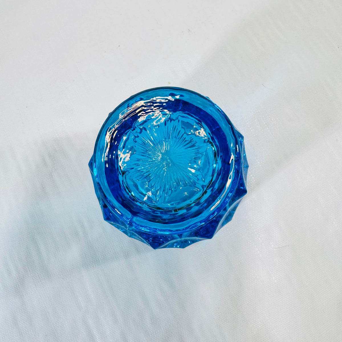 L.E. Smith Moon and Stars Blue Glass Votive Toothpick Holder