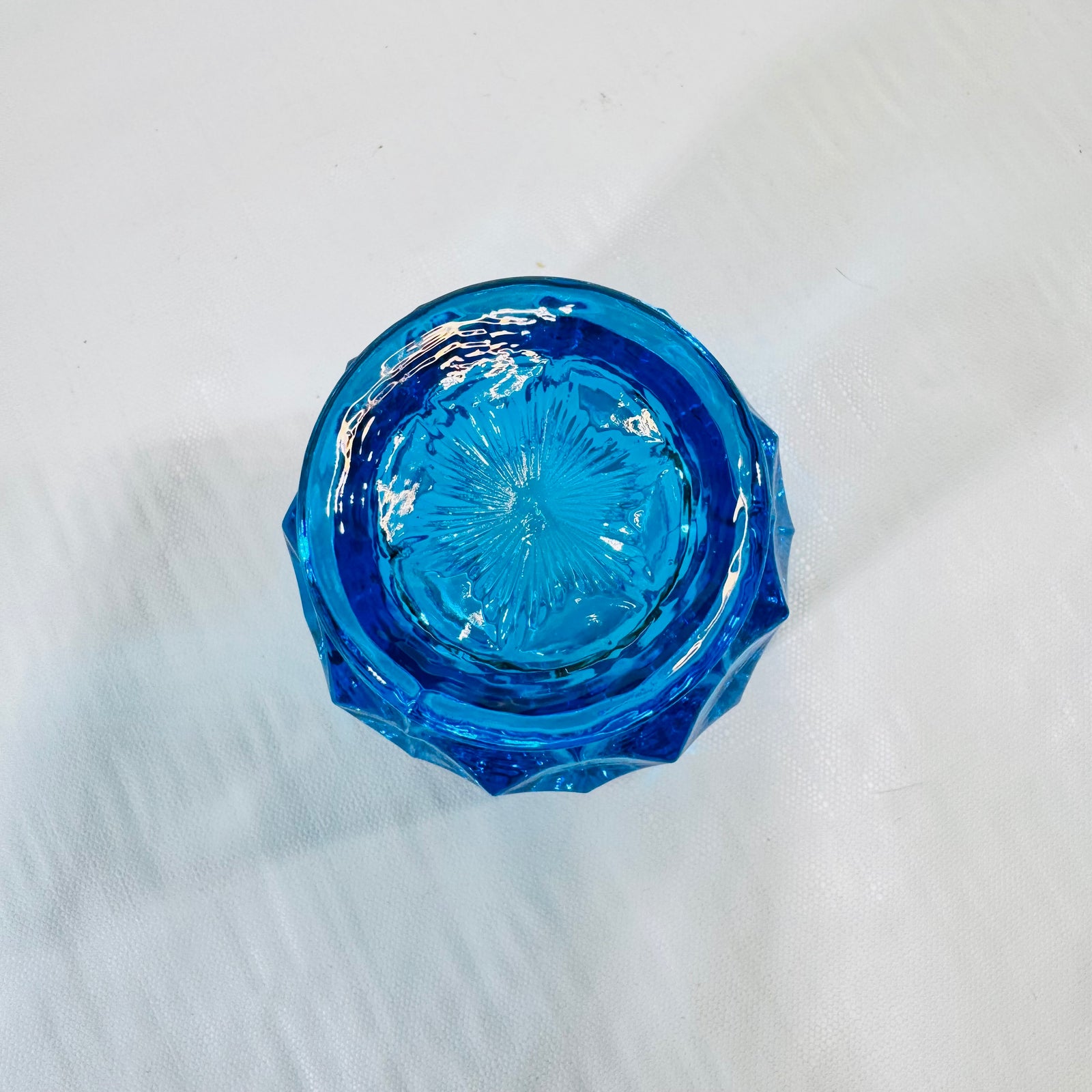 L.E. Smith Moon and Stars Blue Glass Votive Toothpick Holder
