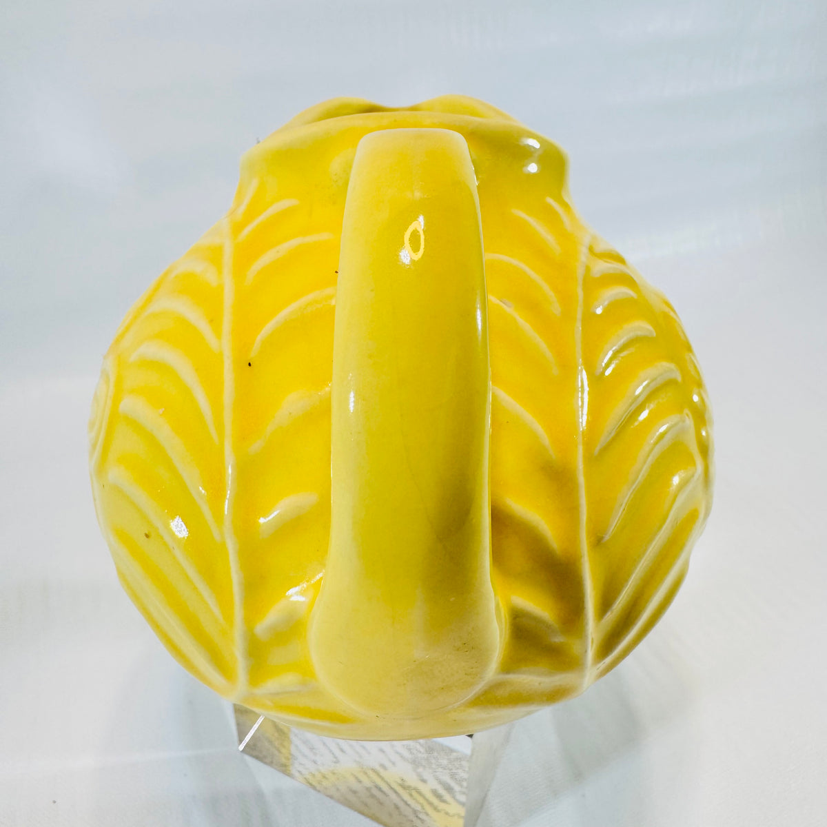 Shawnee Flower and Fern Miniature Ball Jug Yellow Pitcher 1940s to 1950s