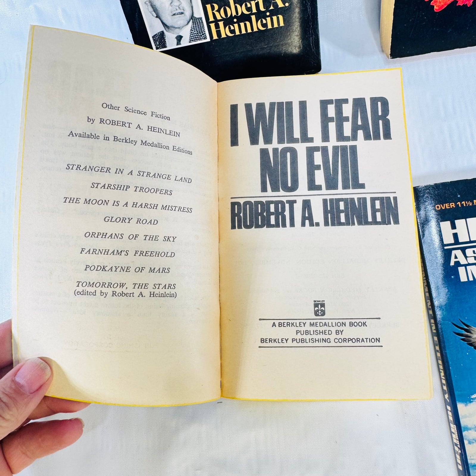 Stranger in a Strange Land Robert A. Heinlein 4 Paperback Bundle with I Will Fear No Evil, Jonathan Hoag, Assignment in Eternity