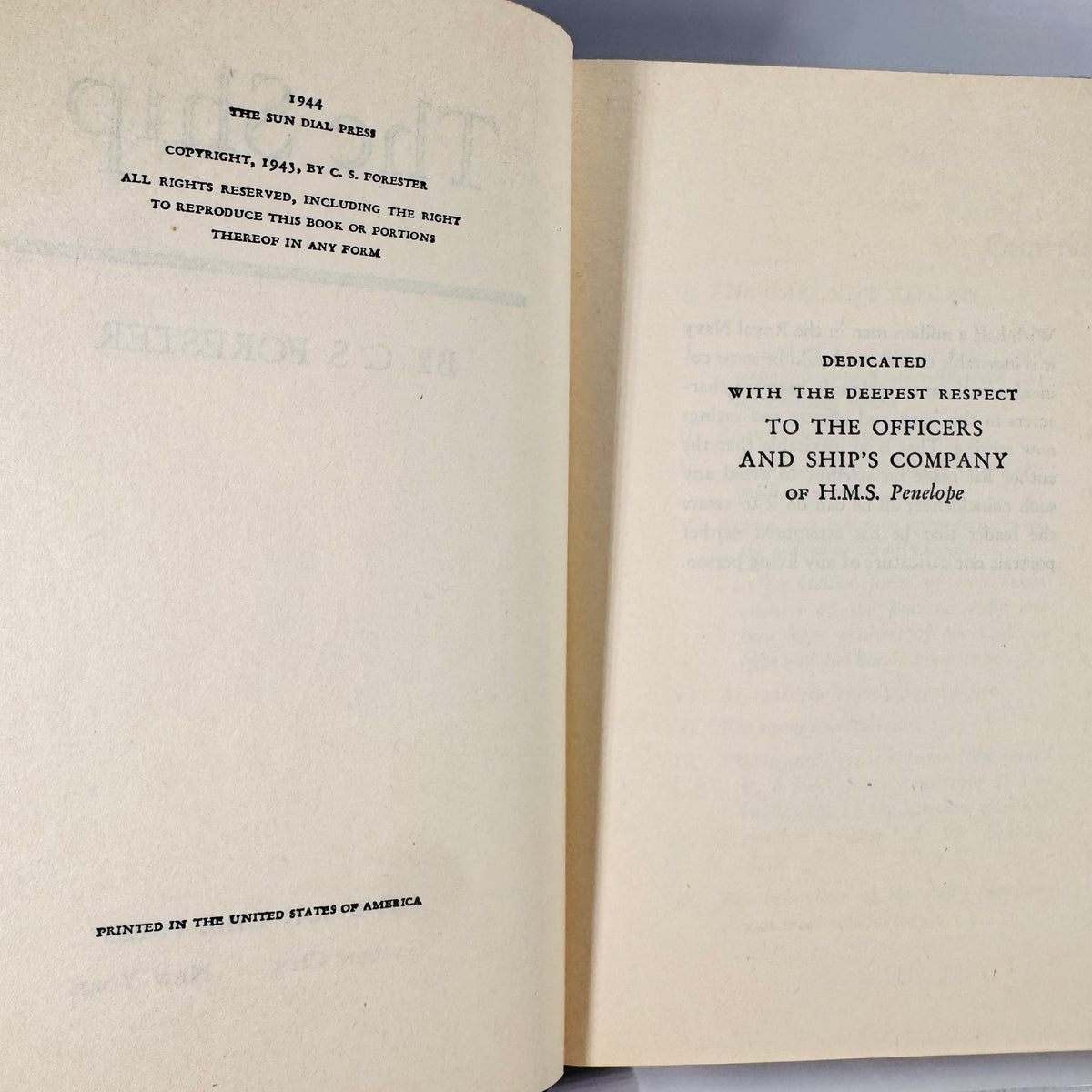 WWII Naval Fiction — The Ship (1944) — C. S. Forester | Sun Dial Press reprint, hardcover with jacket