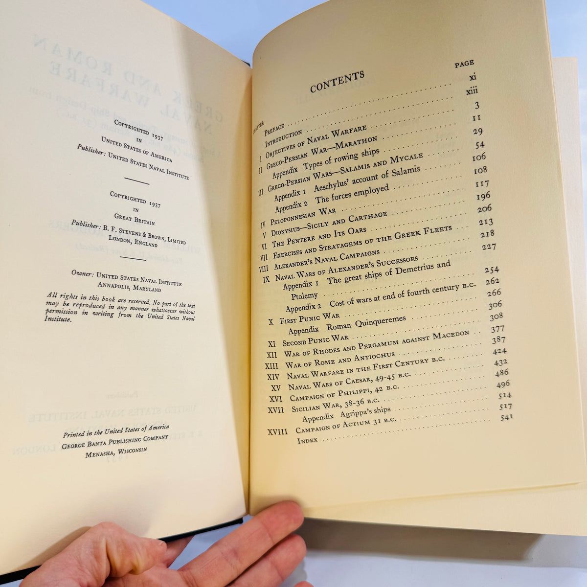 Greek and Roman Naval Warfare by Vice Admiral W.L. Rodgers (1937), U.S. Naval Institute, Hardcover Ornate