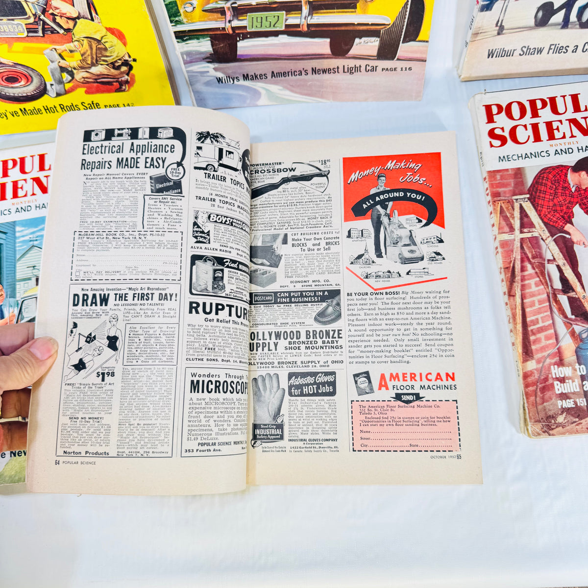 Popular Science 1952 Magazine Bundle, 7 Issues, Vintage Cars Aviation and Mechanics