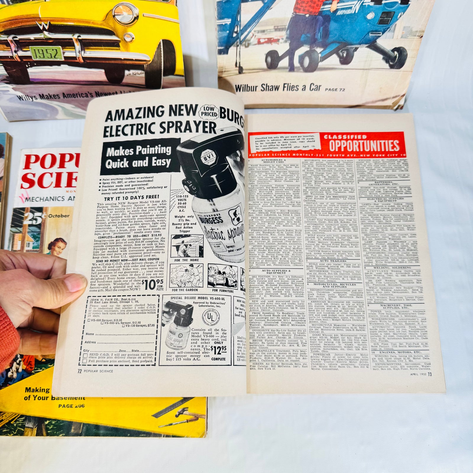 Popular Science 1952 Magazine Bundle, 7 Issues, Vintage Cars Aviation and Mechanics