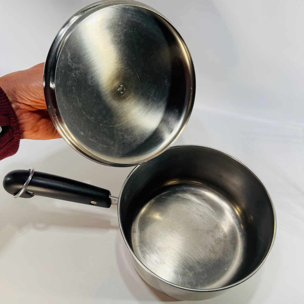 Vintage Revere Ware Saucepan with Lid | copper bottom stainless steel kitchenware