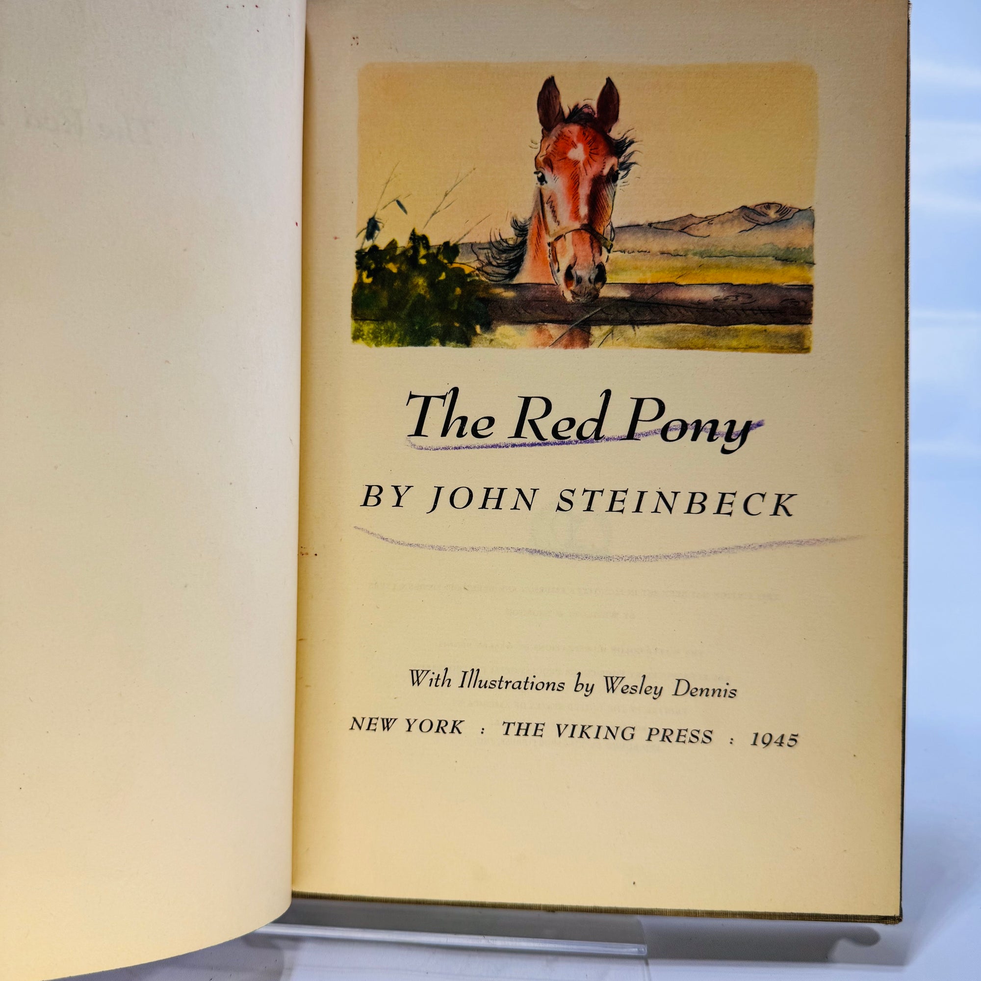The Red Pony by John Steinbeck with Illustrations by Wesley Dennis (1945), Viking Press, Hardcover