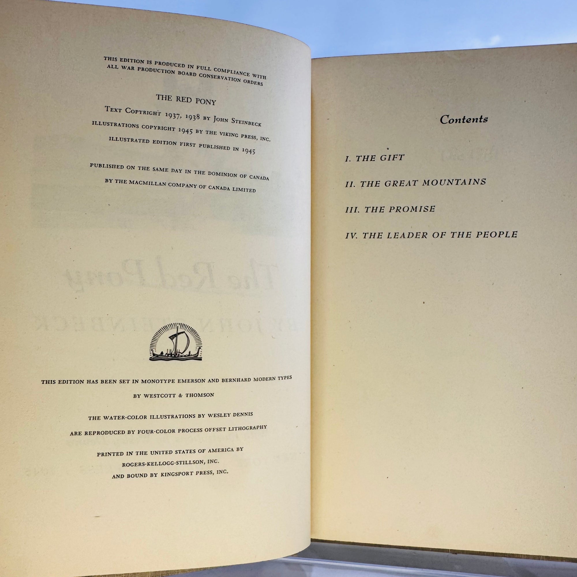 The Red Pony by John Steinbeck with Illustrations by Wesley Dennis (1945), Viking Press, Hardcover