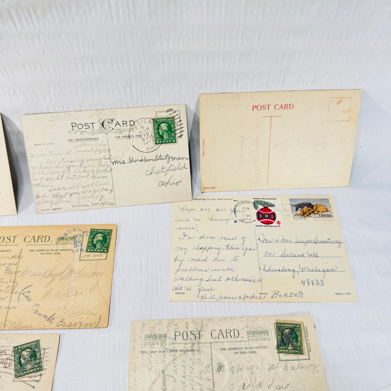 Antique Embossed Postcards Lot of 12, Floral Holiday Greetings 1900s