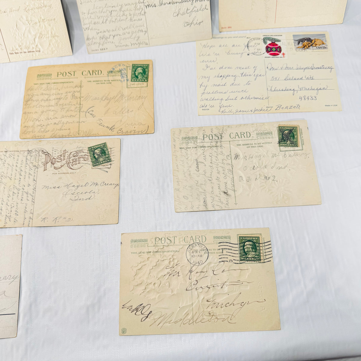 Antique Embossed Postcards Lot of 12, Floral Holiday Greetings 1900s