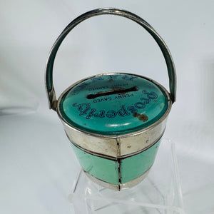 Vintage J Chein Prosperity Bank | Aqua Tin Pail Still Bank