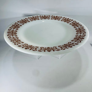 Pyrex Copper Filigree Dinner Plate | Milk Glass Brown Scroll Tableware