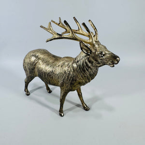 Vintage Japan Deer Figurine | Silver Wash Stag Putz Style Holiday Decor