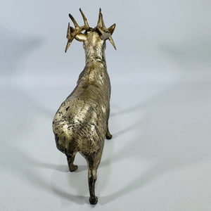 Vintage Japan Deer Figurine | Silver Wash Stag Putz Style Holiday Decor