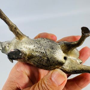 Vintage Japan Deer Figurine | Silver Wash Stag Putz Style Holiday Decor