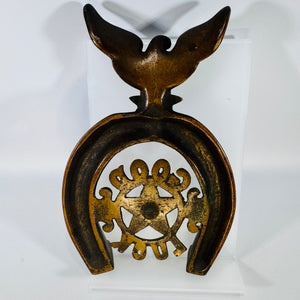 Vintage Cast Iron Good Luck Horseshoe Plaque | Eagle Star Wall Decor