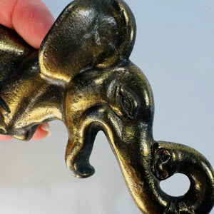 Vintage Brass Elephant Bottle Opener | Trunk Up Barware Figurine