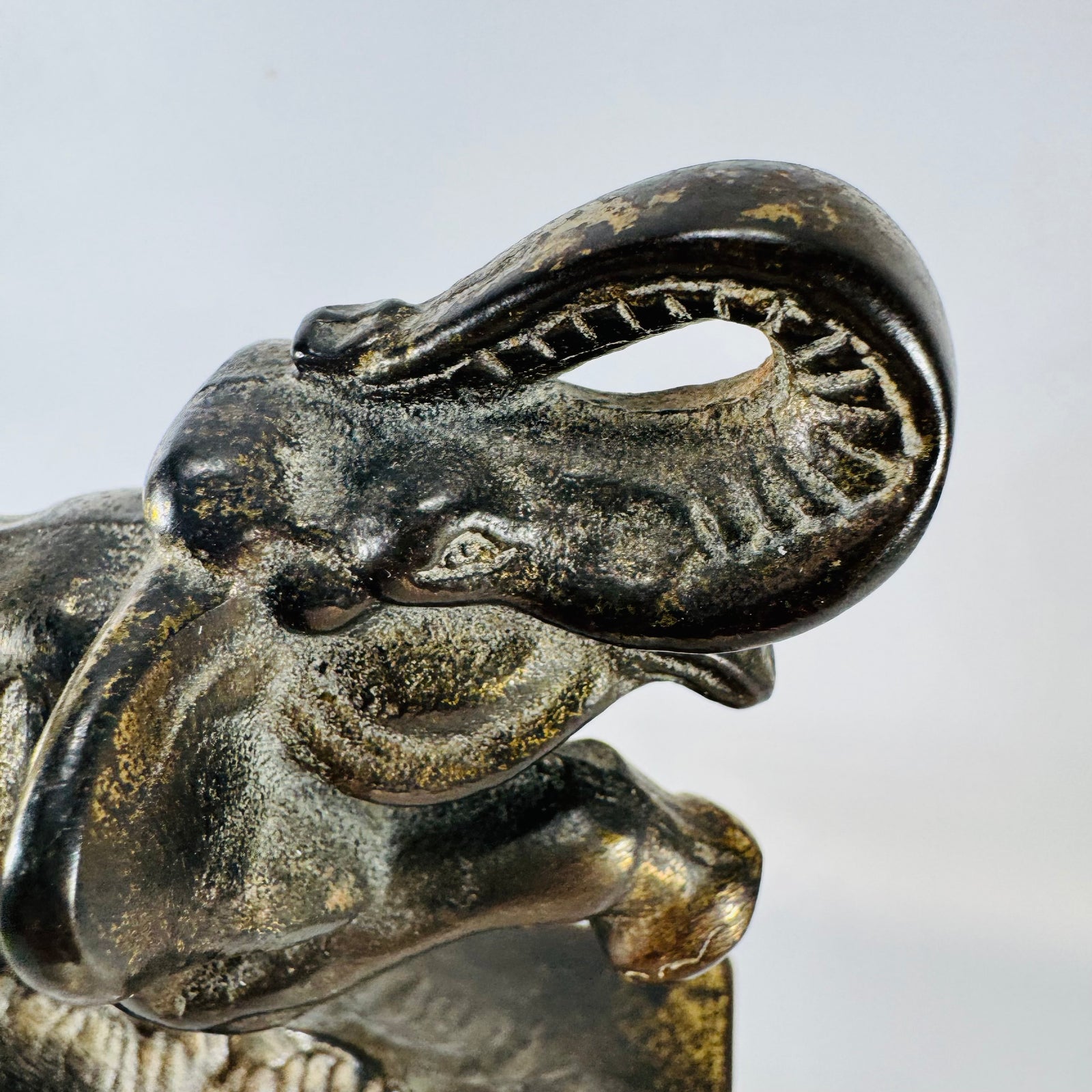 Antique Cast Iron Elephant Doorstop | Hubley Style Figural Bookend