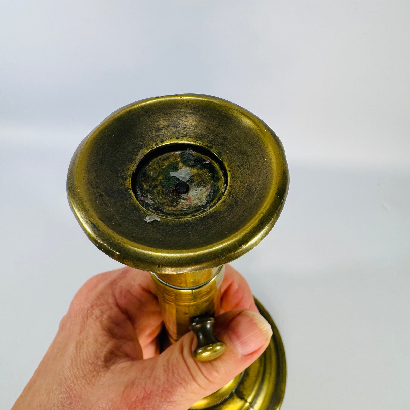 Antique Brass Push-Up Candlestick | Adjustable 19th Century Candle Holder