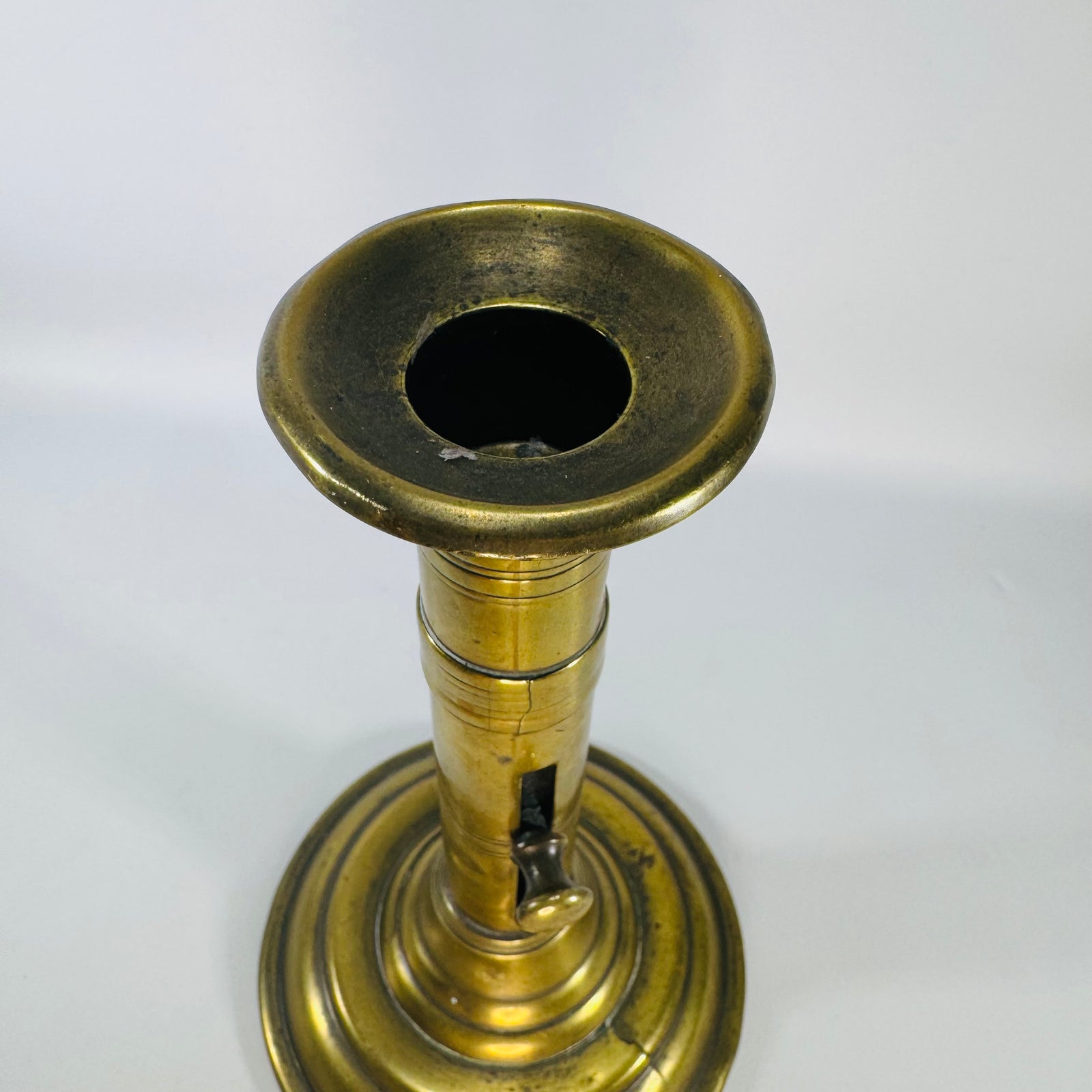 Antique Brass Push-Up Candlestick | Adjustable 19th Century Candle Holder