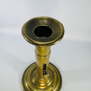 Antique Brass Push-Up Candlestick | Adjustable 19th Century Candle Holder