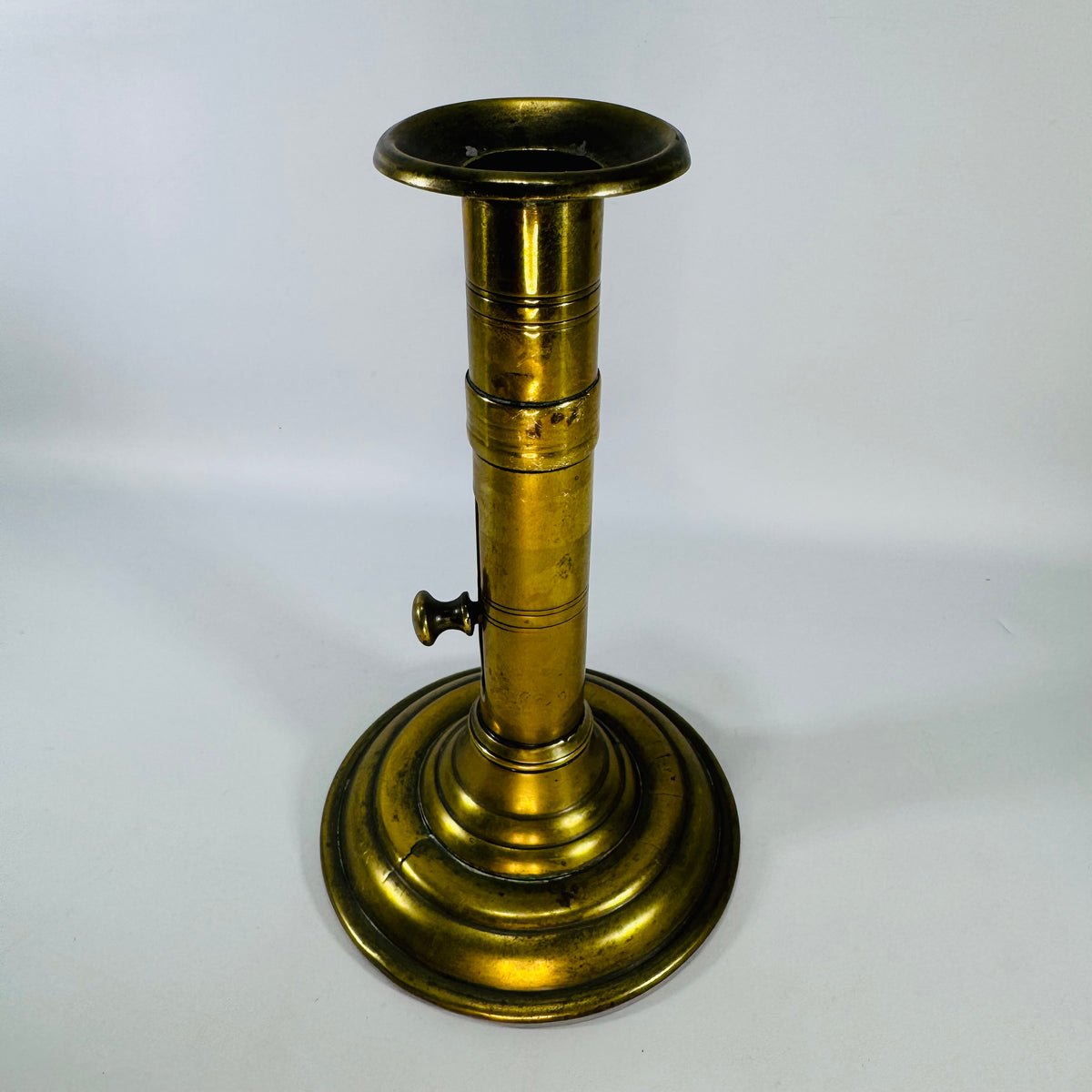 Antique Brass Push-Up Candlestick | Adjustable 19th Century Candle Holder
