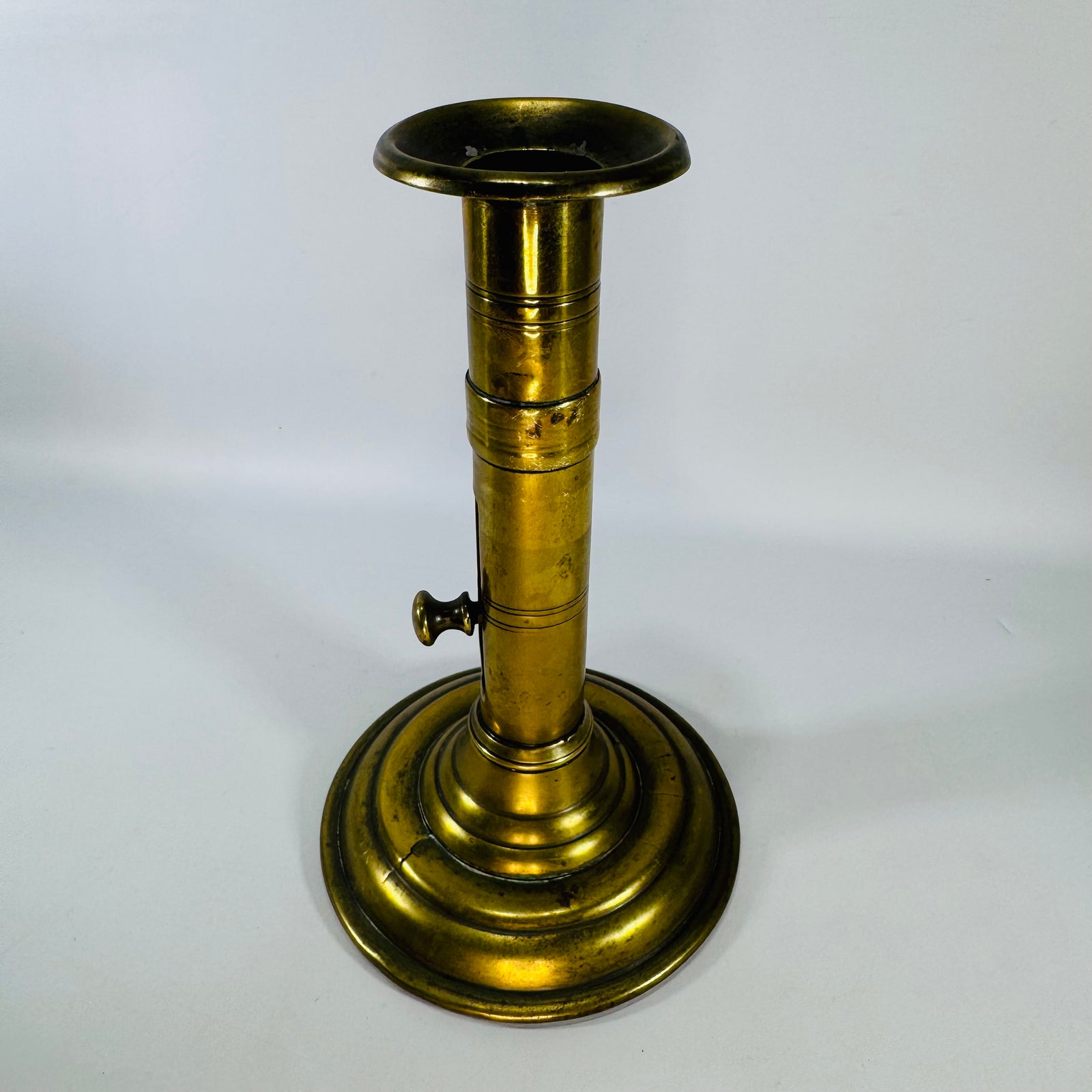 Antique Brass Push-Up Candlestick | Adjustable 19th Century Candle Holder
