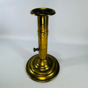 Antique Brass Push-Up Candlestick | Adjustable 19th Century Candle Holder